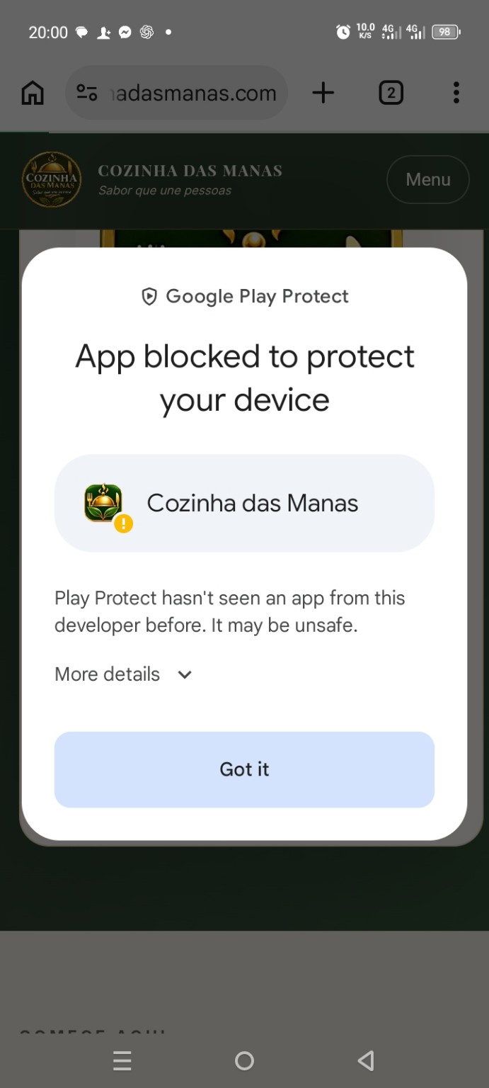 Aviso do Google Play Protect