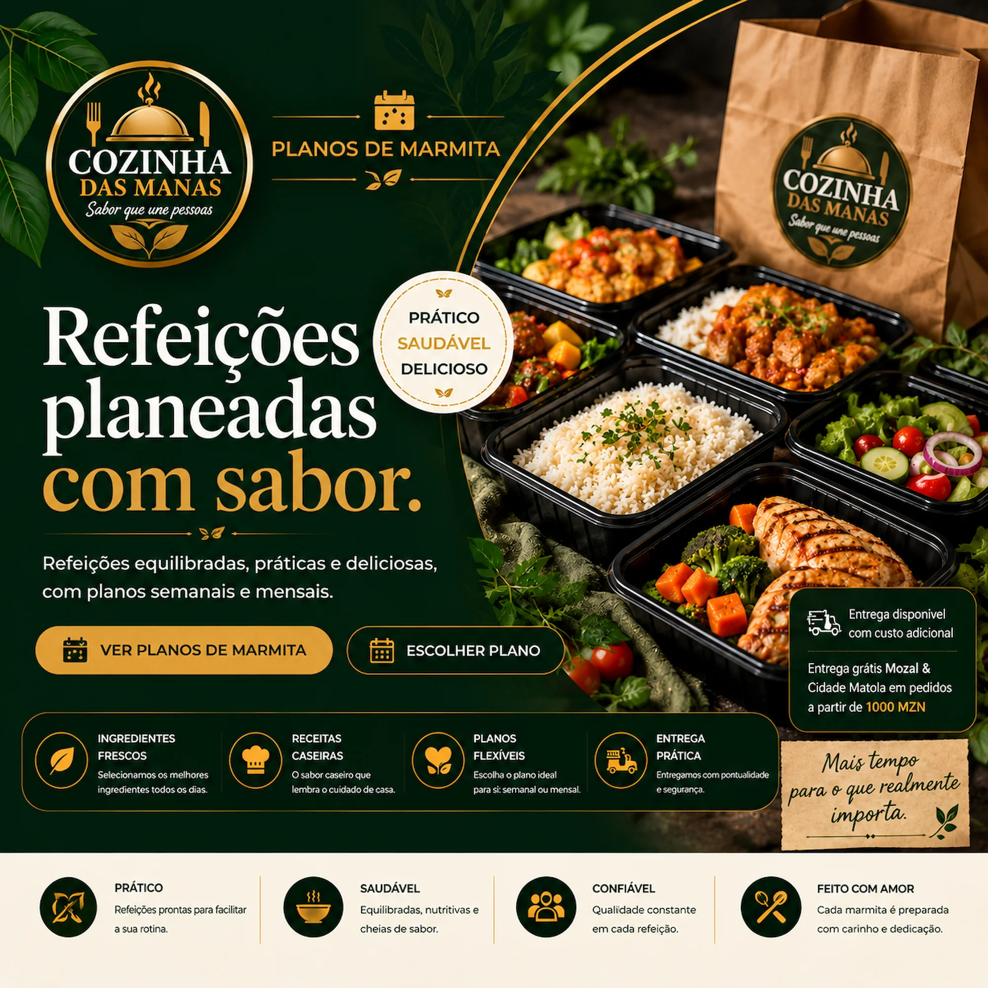 Refeições planeadas com sabor.